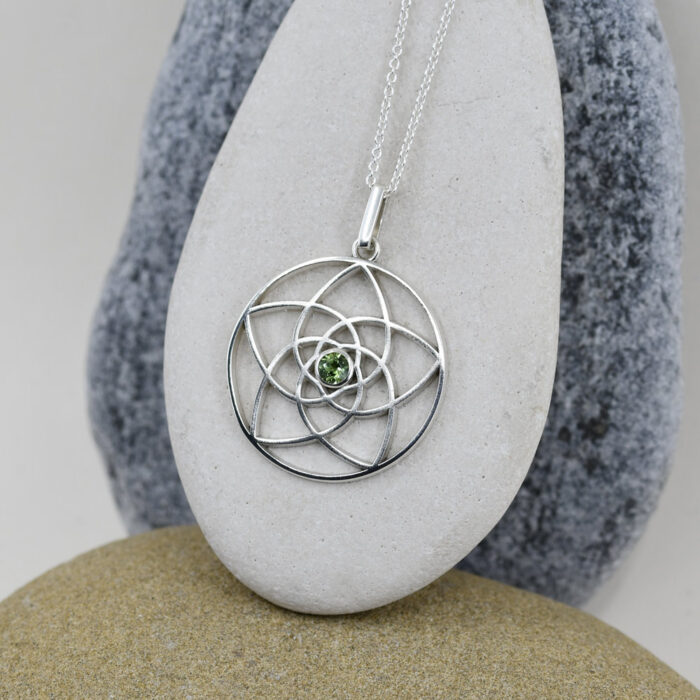Venusblume Silber mit Grünem Turmalin