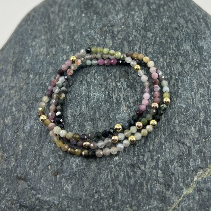 Turmalin Armband mit Kugeln vergoldet