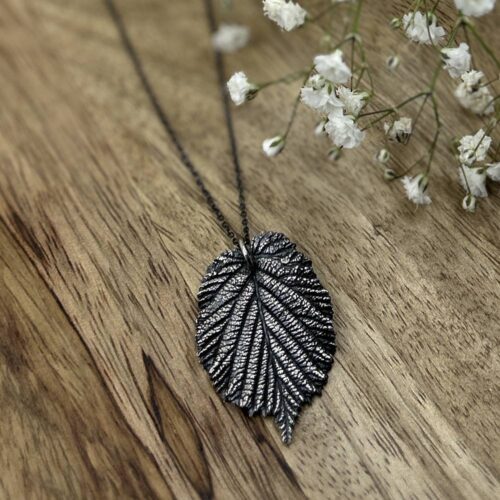 Haselblatt Anhänger Silber