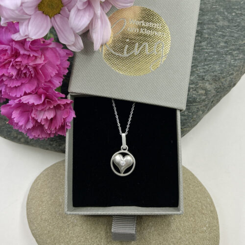Silber Herzanhänger Diamant
