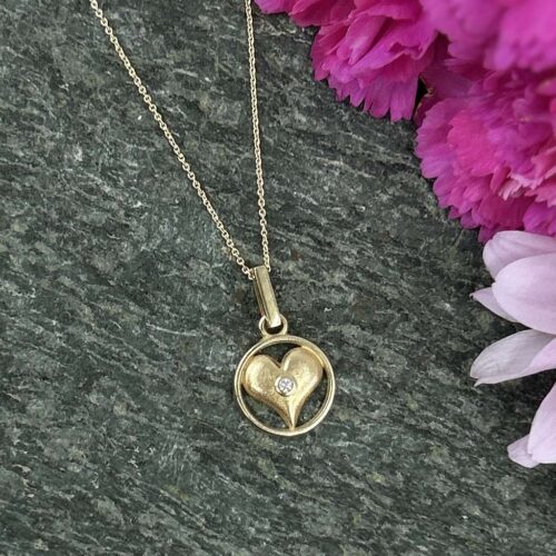 Herz Anhänger Gold Diamant