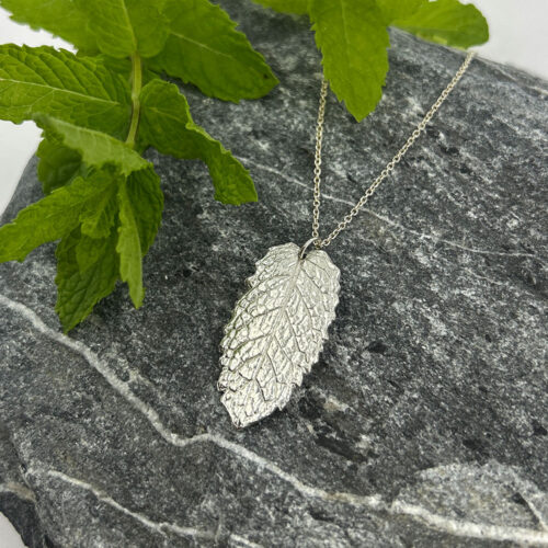 Minze-Blatt-Schmuck-Silber