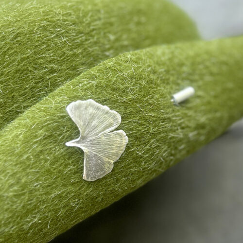 Ginkgo Brosche Silber
